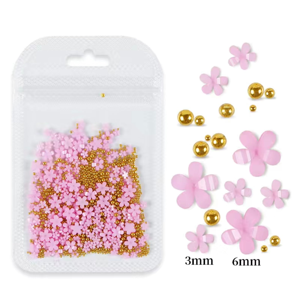 3D Acrylic Flower charms with beads