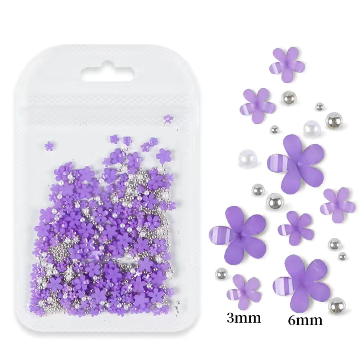 3D Acrylic Flower charms with beads