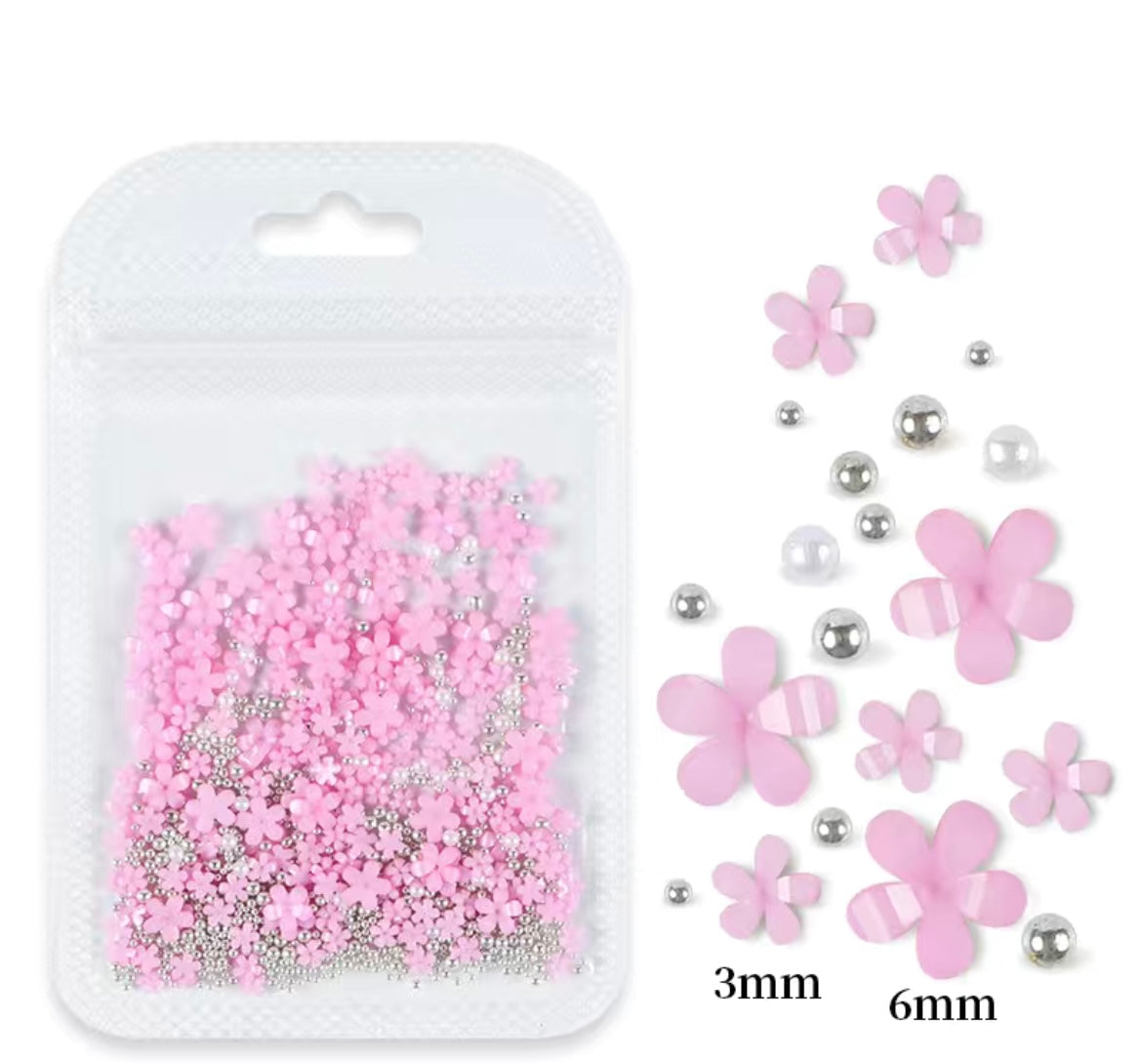 3D Acrylic Flower charms with beads